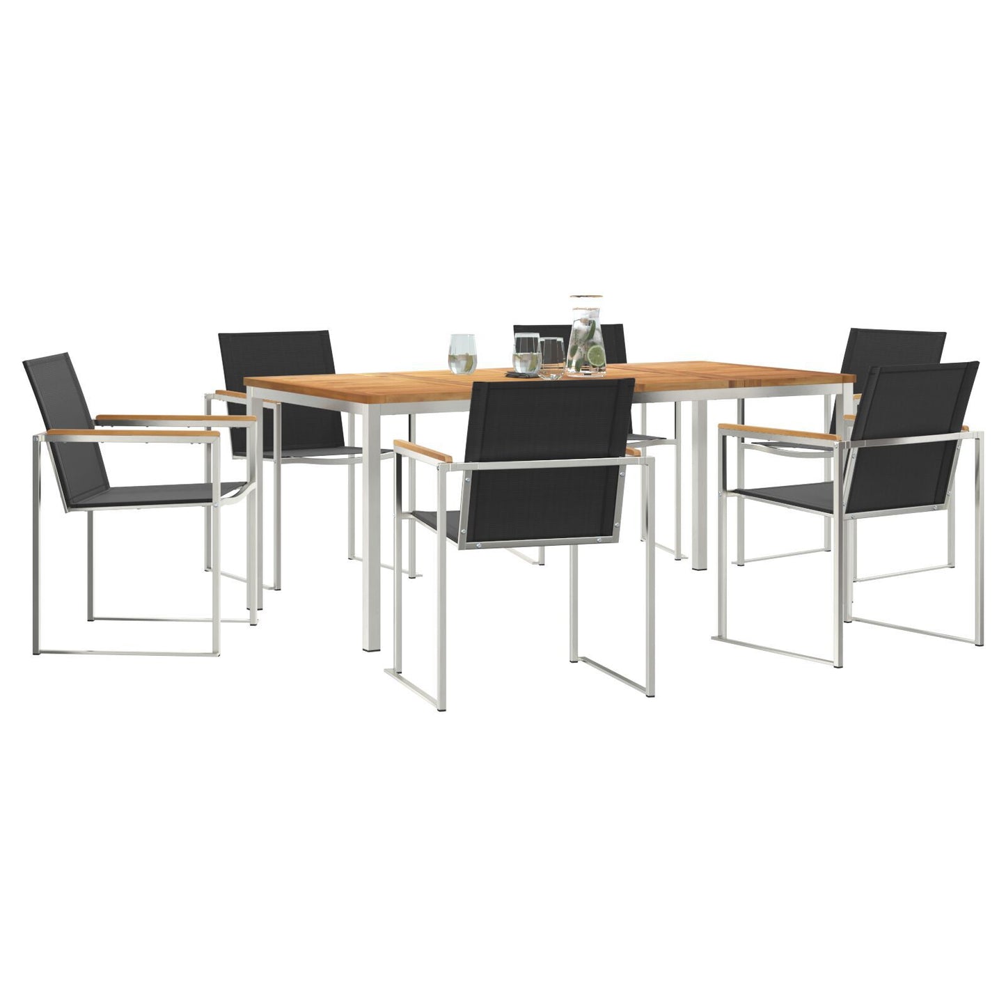 7 Piece Garden Dining Set Solid Wood Teak, vidaXL Outdoor Dining Table 180x90x75 cm Solid Wood Teak