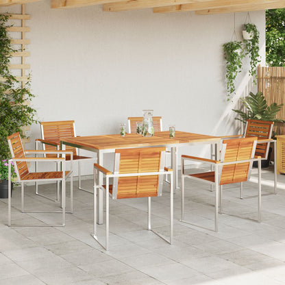 7 Piece Garden Dining Set Solid Wood Acacia, vidaXL Outdoor Dining Table 150x90x75 cm Solid Wood Acacia