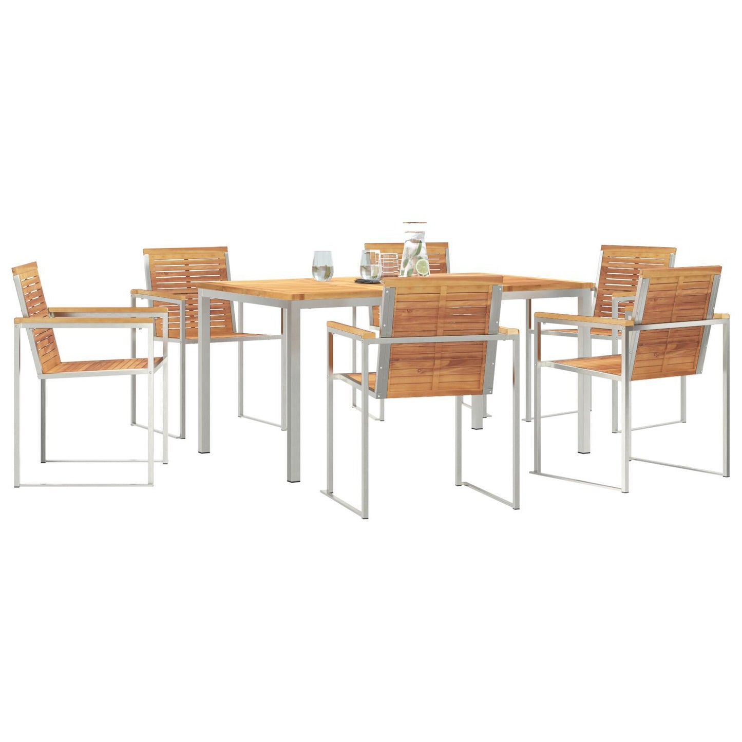 7 Piece Garden Dining Set Solid Wood Teak, vidaXL Outdoor Dining Table 150x90x75 cm Solid Wood Teak