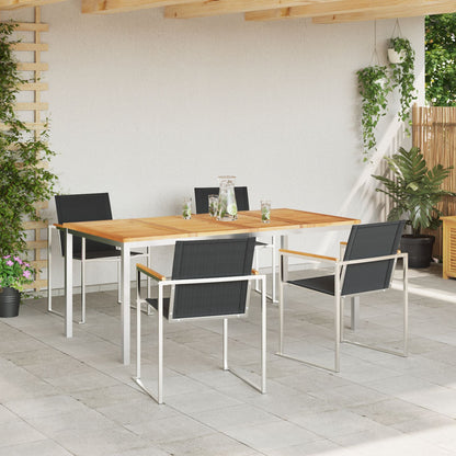 5 Piece Garden Dining Set Solid Wood Teak, vidaXL Outdoor Dining Table 180x90x75 cm Solid Wood Teak