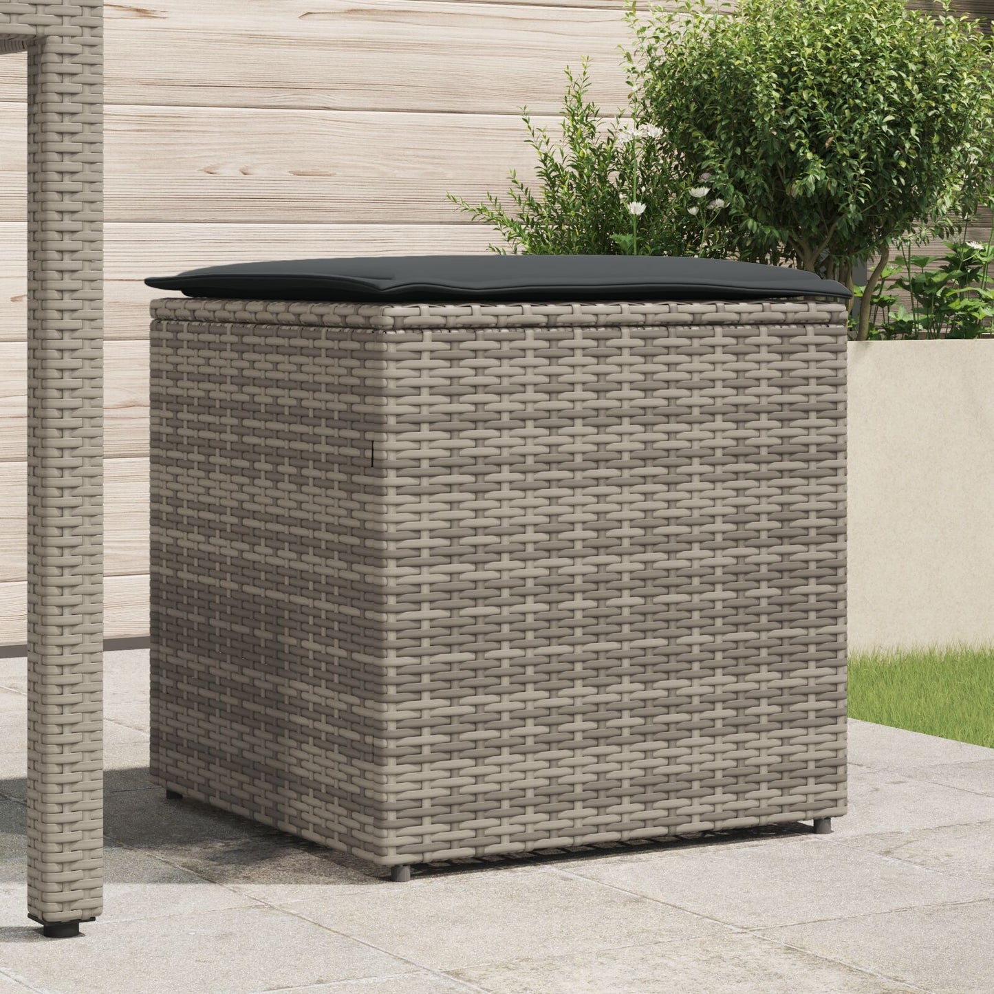 Outdoor Storage Box Grey and Dark Grey Rattan Large Storage