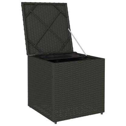 Outdoor Storage Box Black and Cream Rattan, Polyester 80 cm