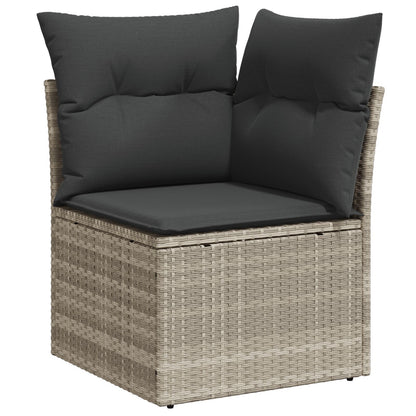 11 Piece Garden Dining Set with Cushions Grey Poly Rattan