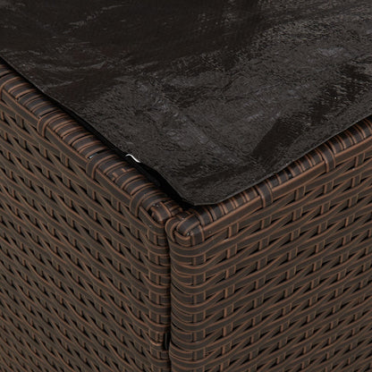 Outdoor Storage Box Brown and Cream Rattan Medium Storage
