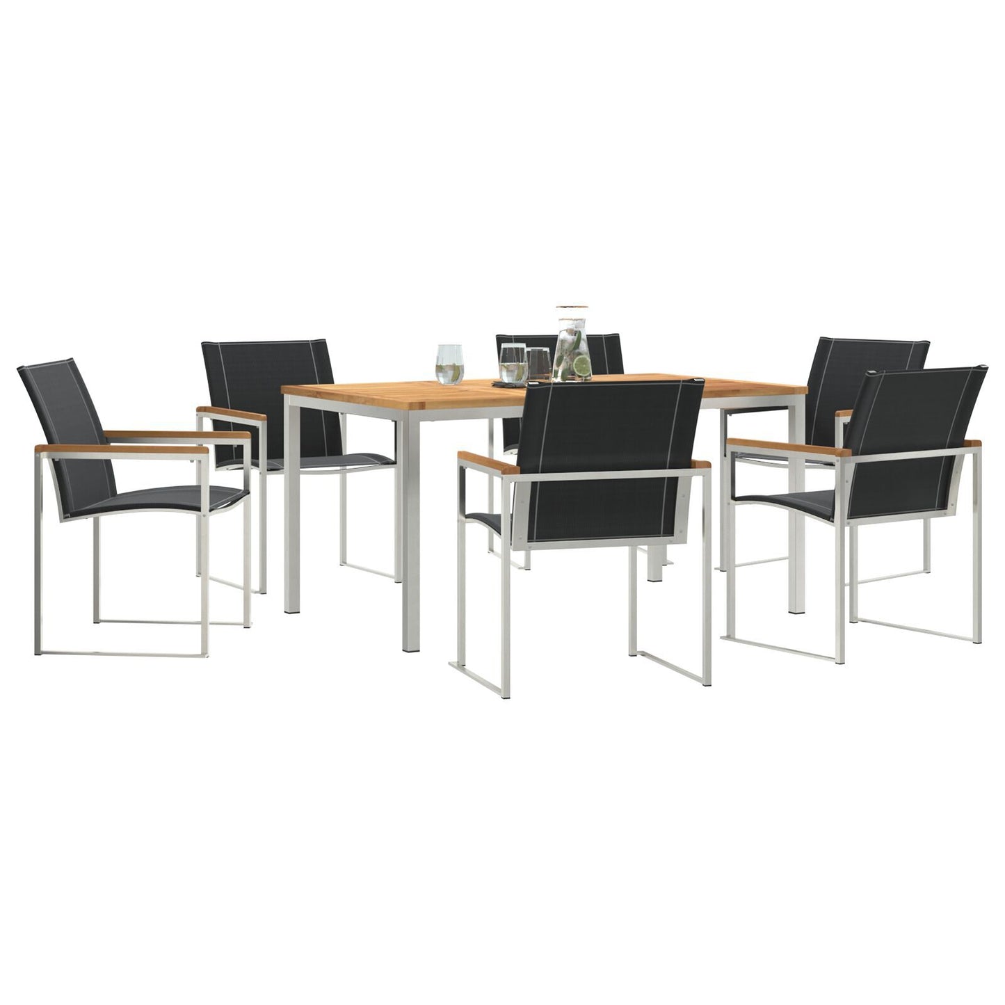7 Piece Garden Dining Set Solid Wood Acacia, vidaXL Outdoor Dining Table 150x90x75 cm Solid Wood Acacia