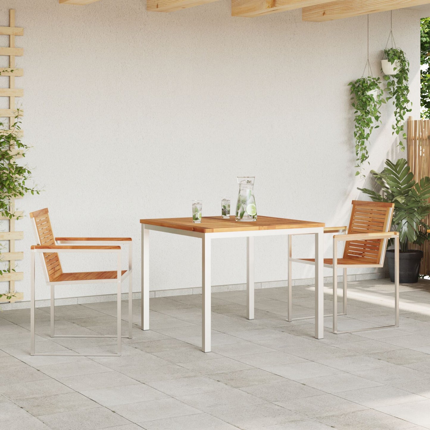 3 Piece Garden Dining Set Solid Wood Teak, vidaXL Outdoor Dining Table 90x90x74.5 cm Solid Wood Teak