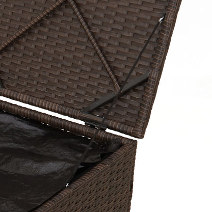 Outdoor Storage Box Brown and Cream Rattan Medium Storage