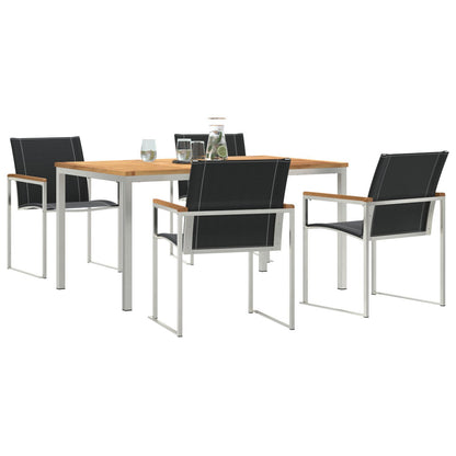 5 Piece Garden Dining Set Solid Wood Acacia, vidaXL Outdoor Dining Table 150x90x75 cm Solid Wood Acacia