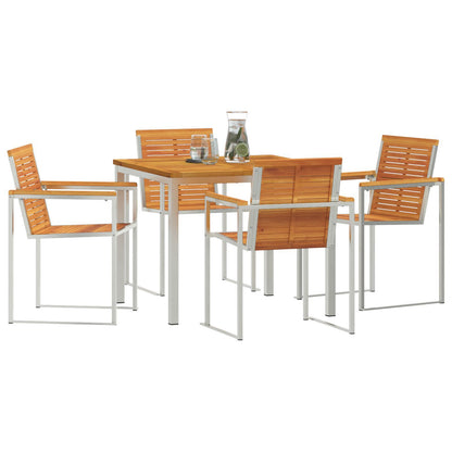 5 Piece Garden Dining Set Solid Wood Acacia, vidaXL Outdoor Dining Table 90x90x74.5 cm Solid Wood Acacia