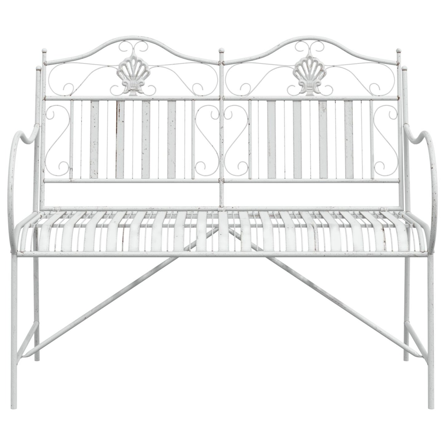 Bench White Metal 103.5 x 59 x 89 cm Durable Outdoor Bench