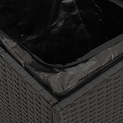 Outdoor Storage Box Black and Cream Rattan, Polyester 80 cm