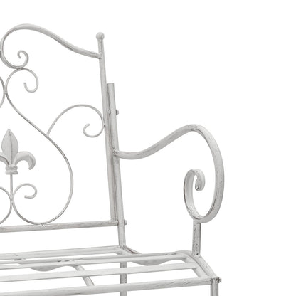 Bench White Metal 104 x 54 x 93 cm Durable Outdoor Bench
