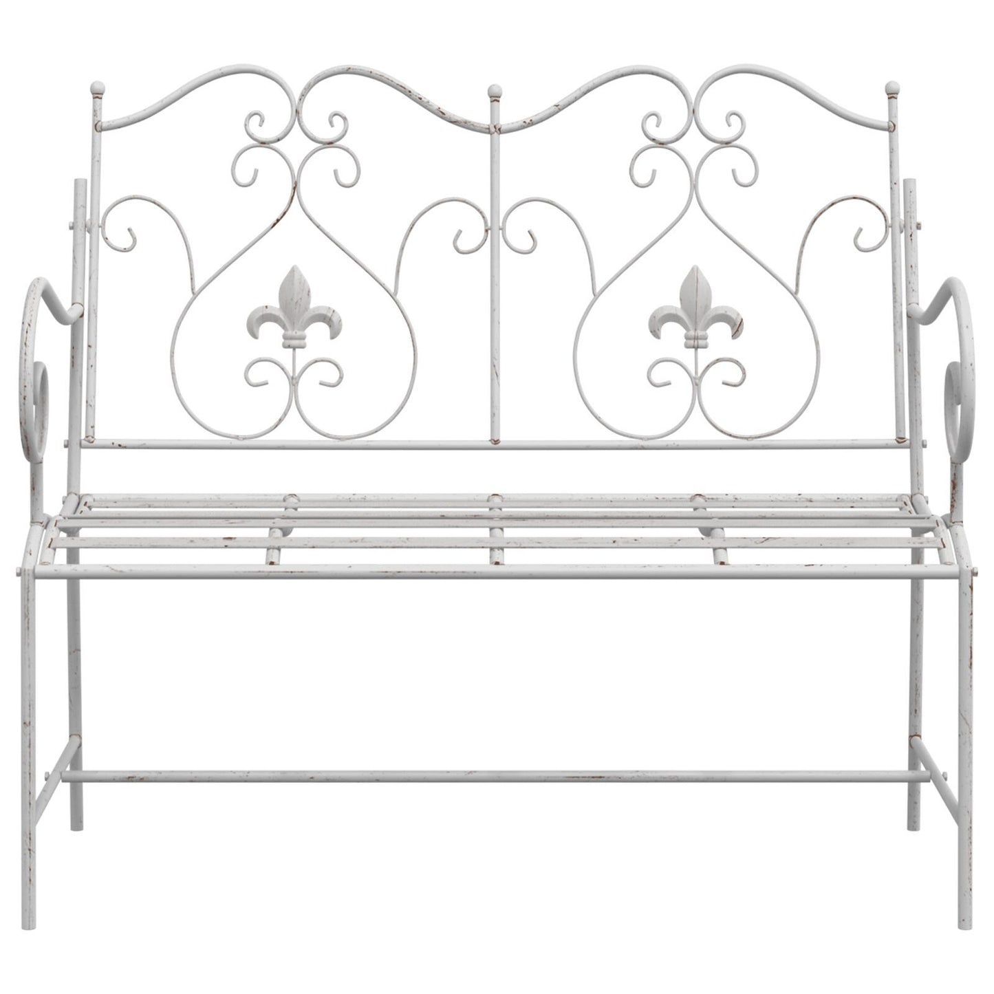 Bench White Metal 104 x 54 x 93 cm Durable Outdoor Bench
