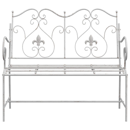 Bench White Metal 104 x 54 x 93 cm Durable Outdoor Bench