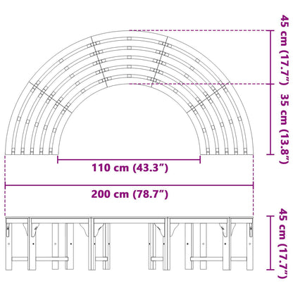 Outdoor Tree Bench Half Round 200 cm Solid Wood Eucalyptus