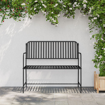 Outdoor Bench Black Metal Standard Durable Outdoor Bench