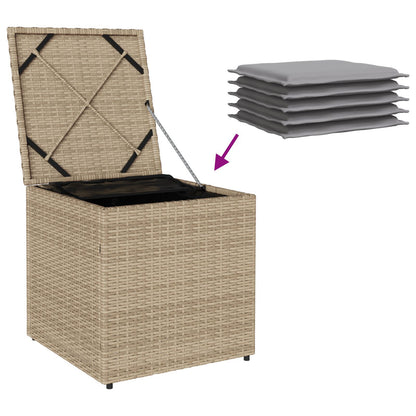 Outdoor Storage Box Beige Synthetic Rattan Medium