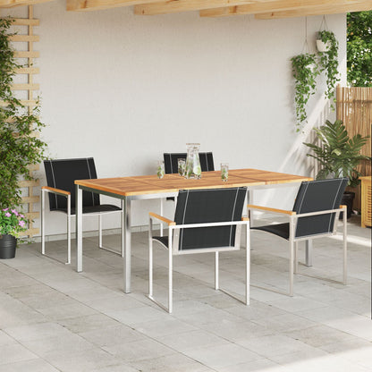 5 Piece Garden Dining Set Solid Wood Acacia, vidaXL Outdoor Dining Table 180x90x75 cm Solid Wood Acacia