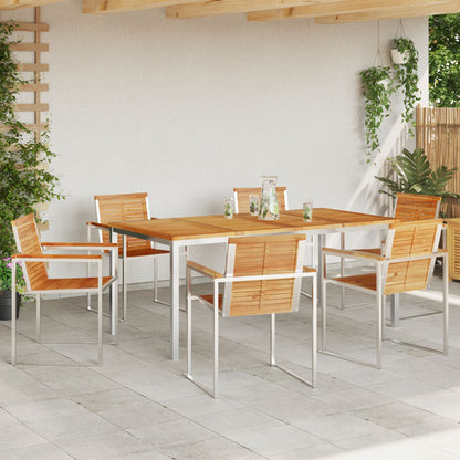 7 Piece Garden Dining Set Solid Wood Teak, vidaXL Outdoor Dining Table 180x90x75 cm Solid Wood Teak