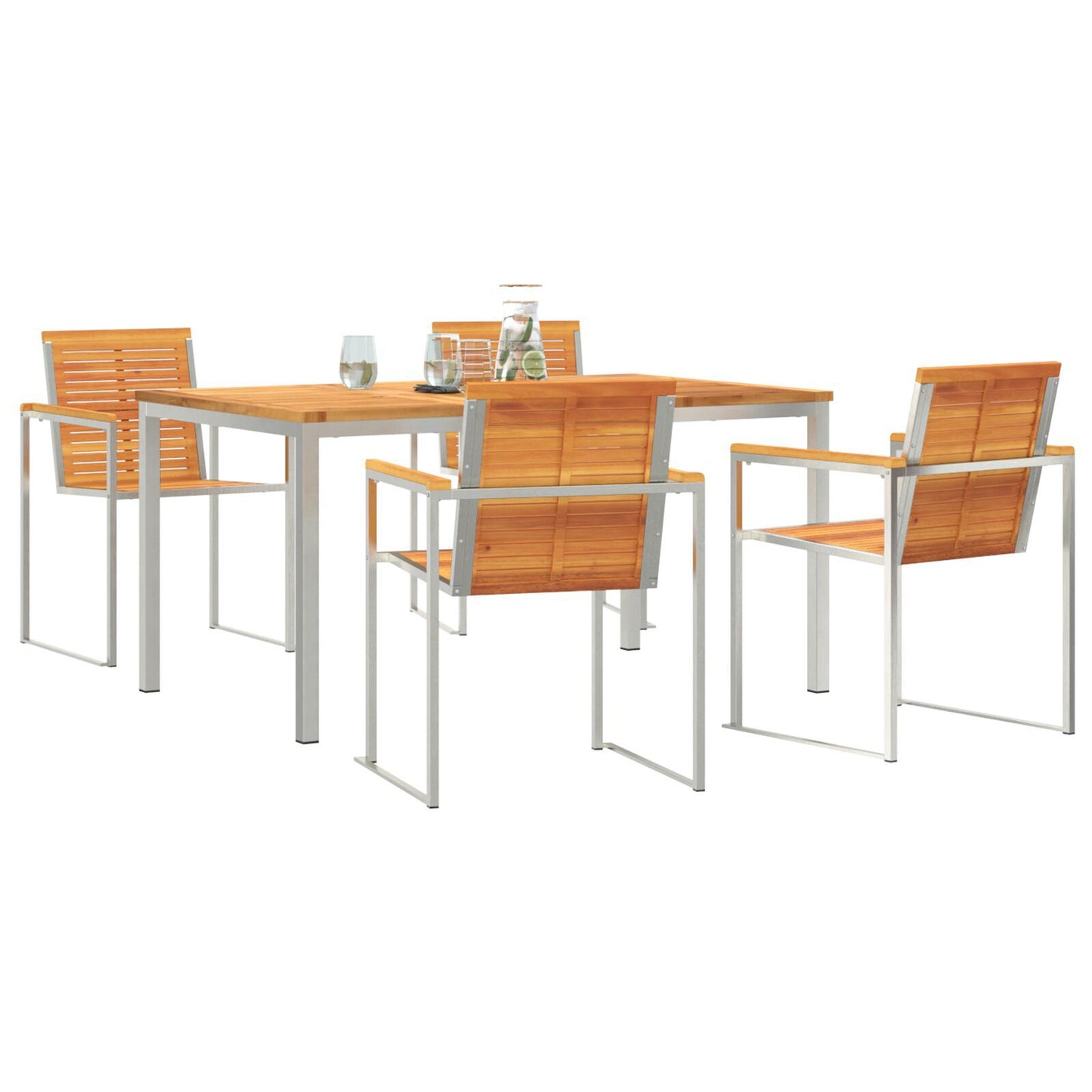 5 Piece Garden Dining Set Solid Wood Acacia, vidaXL Outdoor Dining Table 150x90x75 cm Solid Wood Acacia