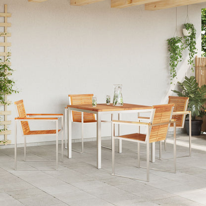 5 Piece Garden Dining Set Solid Wood Teak, vidaXL Outdoor Dining Table 90x90x74.5 cm Solid Wood Teak