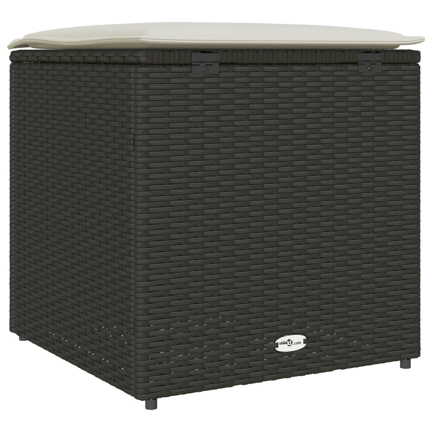Outdoor Storage Box Black and Cream Rattan, Polyester 80 cm