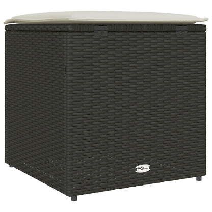 Outdoor Storage Box Black and Cream Rattan, Polyester 80 cm