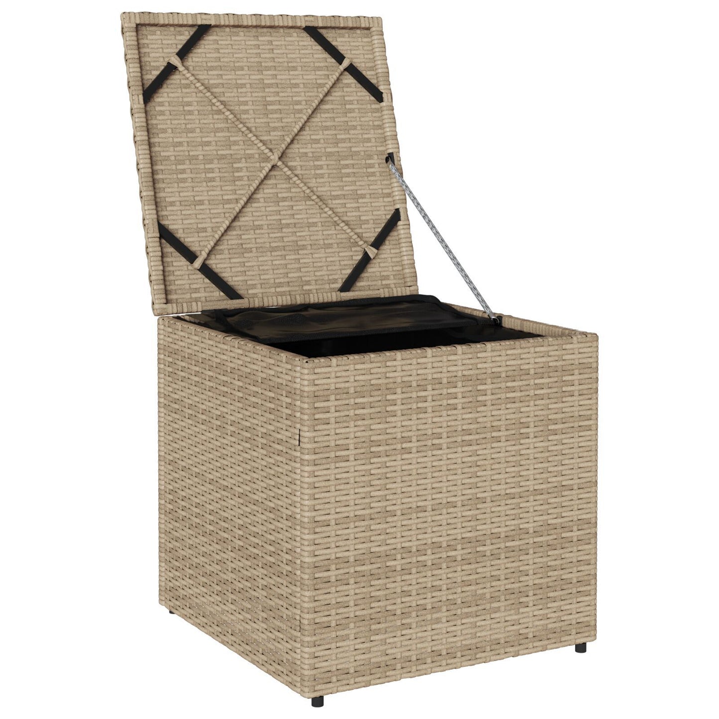 Outdoor Storage Box Beige Synthetic Rattan Medium