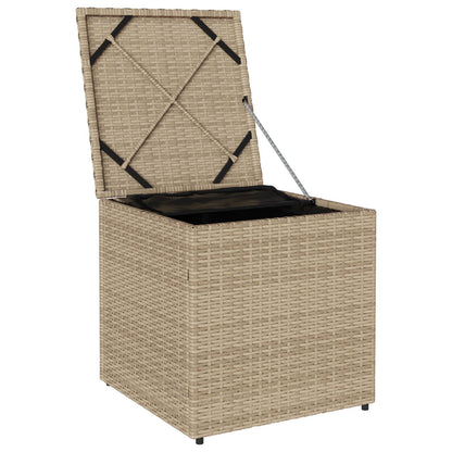 Outdoor Storage Box Beige Synthetic Rattan Medium