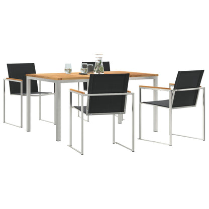 5 Piece Garden Dining Set Solid Wood Teak, vidaXL Outdoor Dining Table 150x90x75 cm Solid Wood Teak