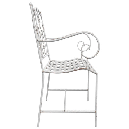 Bench White Metal 104 x 54 x 93 cm Durable Outdoor Bench