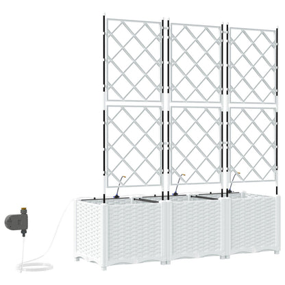 Garden Planters with Water Irrigation System 3 pcs White