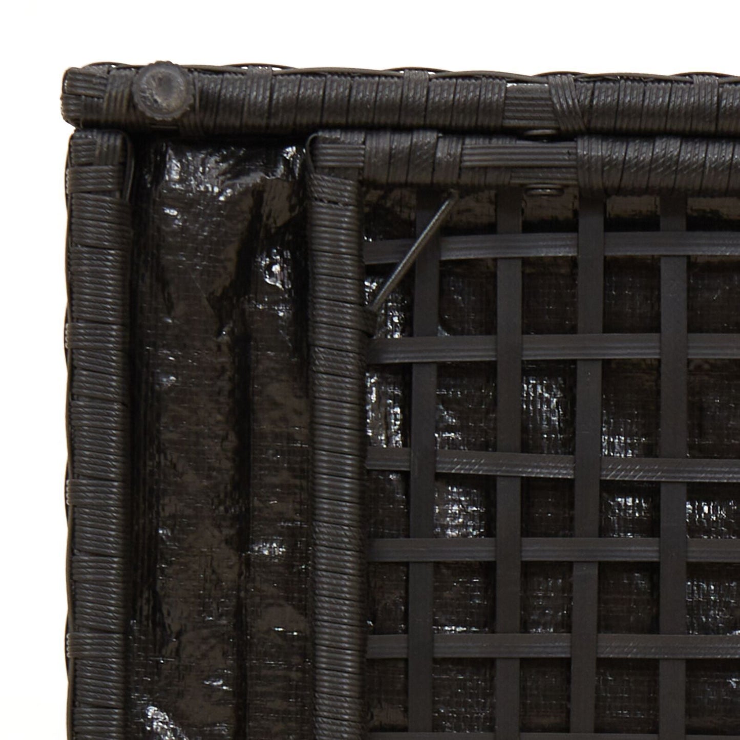 Outdoor Storage Box Black and Cream Rattan, Polyester 80 cm