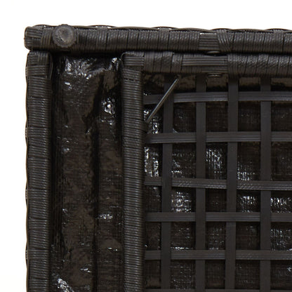 Outdoor Storage Box Black and Cream Rattan, Polyester 80 cm