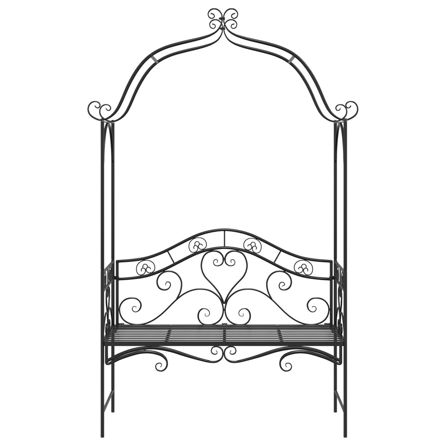 Black Outdoor Bench Black Metal Large Decorative Inlays