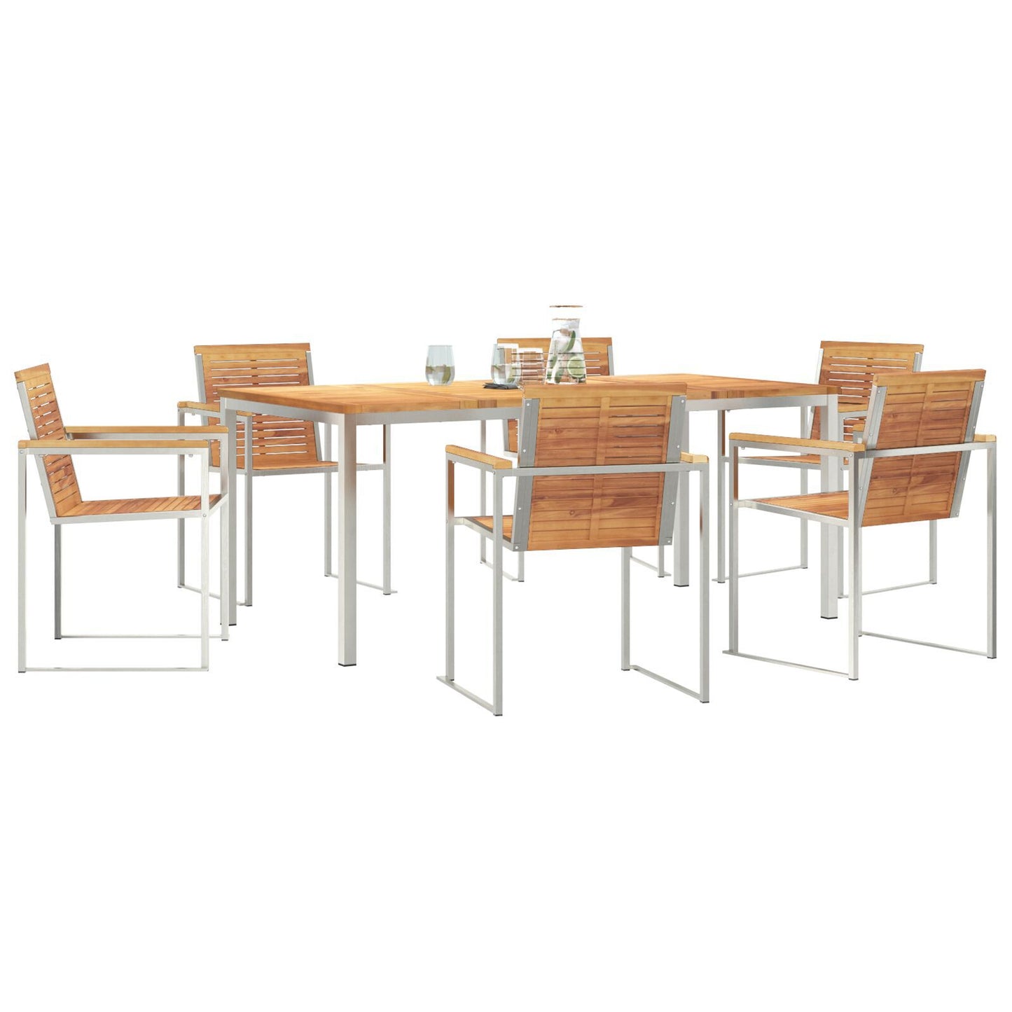7 Piece Garden Dining Set Solid Wood Teak, vidaXL Outdoor Dining Table 180x90x75 cm Solid Wood Teak