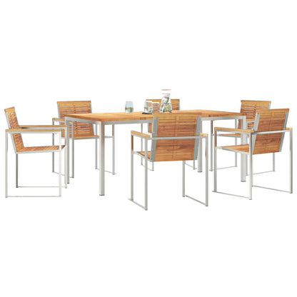 7 Piece Garden Dining Set Solid Wood Teak, vidaXL Outdoor Dining Table 180x90x75 cm Solid Wood Teak