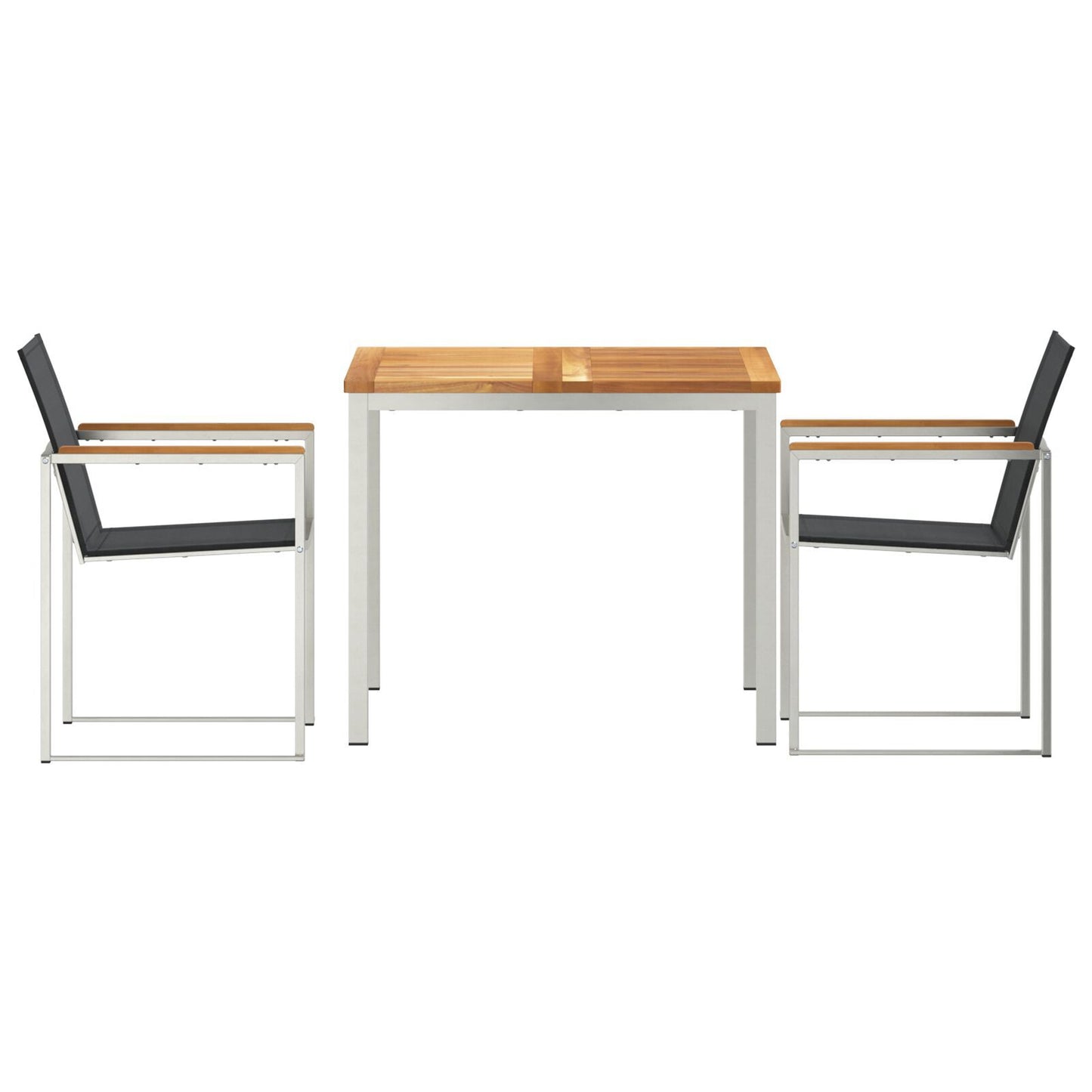 3 Piece Garden Dining Set Solid Wood Teak, vidaXL Outdoor Dining Table 90x90x74.5 cm Solid Wood Teak