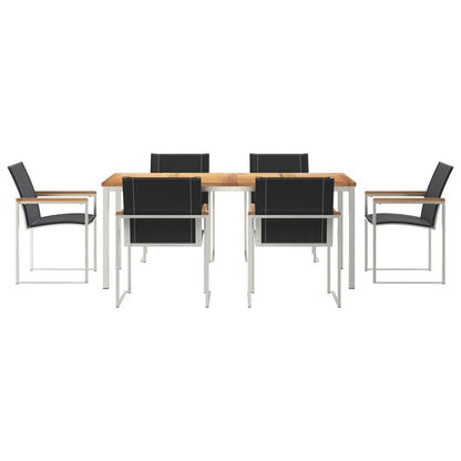7 Piece Garden Dining Set Solid Wood Acacia, vidaXL Outdoor Dining Table 180x90x75 cm Solid Wood Acacia