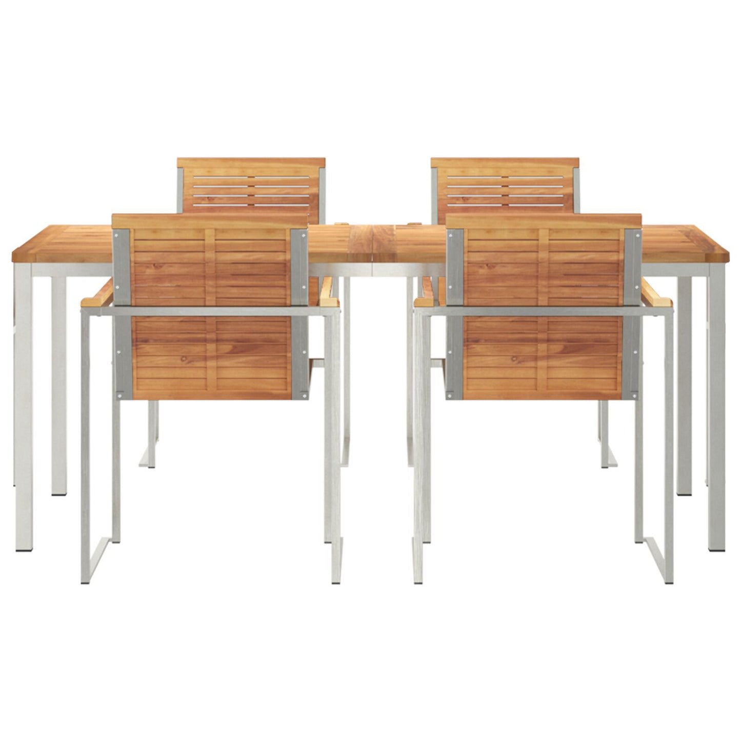 5 Piece Garden Dining Set Solid Wood Teak, vidaXL Outdoor Dining Table 180x90x75 cm Solid Wood Teak