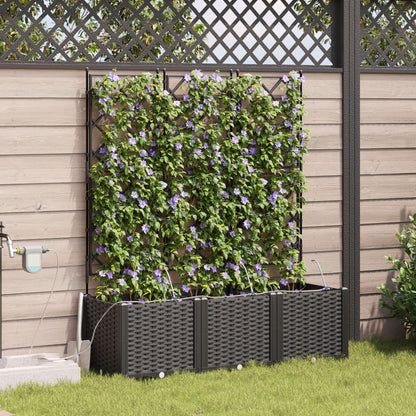 Garden Planters with Water Irrigation System 3 pcs Black