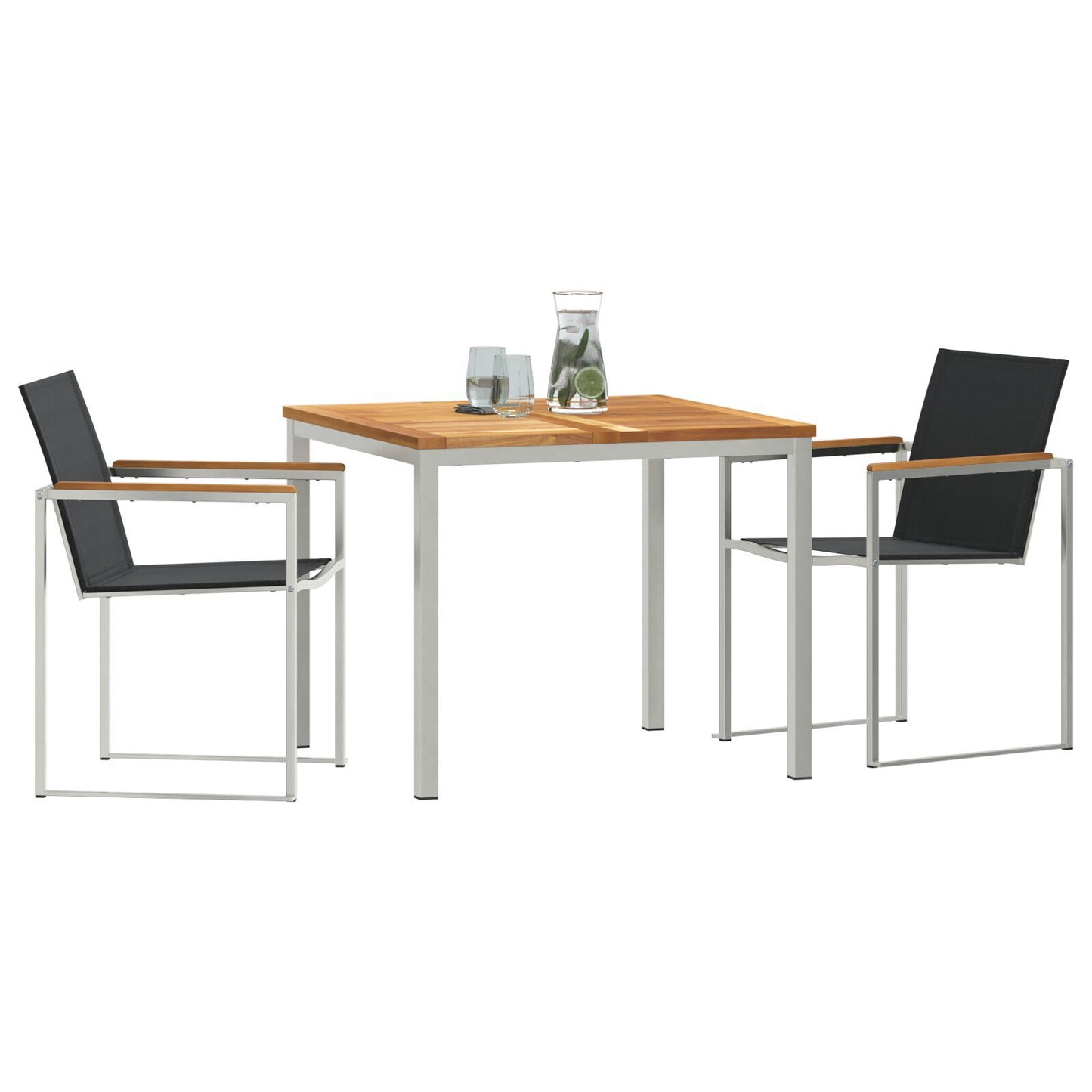 3 Piece Garden Dining Set Solid Wood Teak, vidaXL Outdoor Dining Table 90x90x74.5 cm Solid Wood Teak