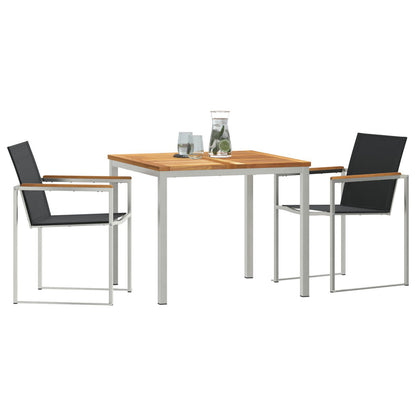 3 Piece Garden Dining Set Solid Wood Teak, vidaXL Outdoor Dining Table 90x90x74.5 cm Solid Wood Teak