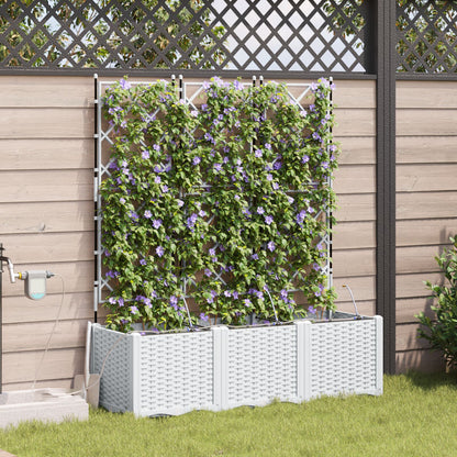 Garden Planters with Water Irrigation System 3 pcs White