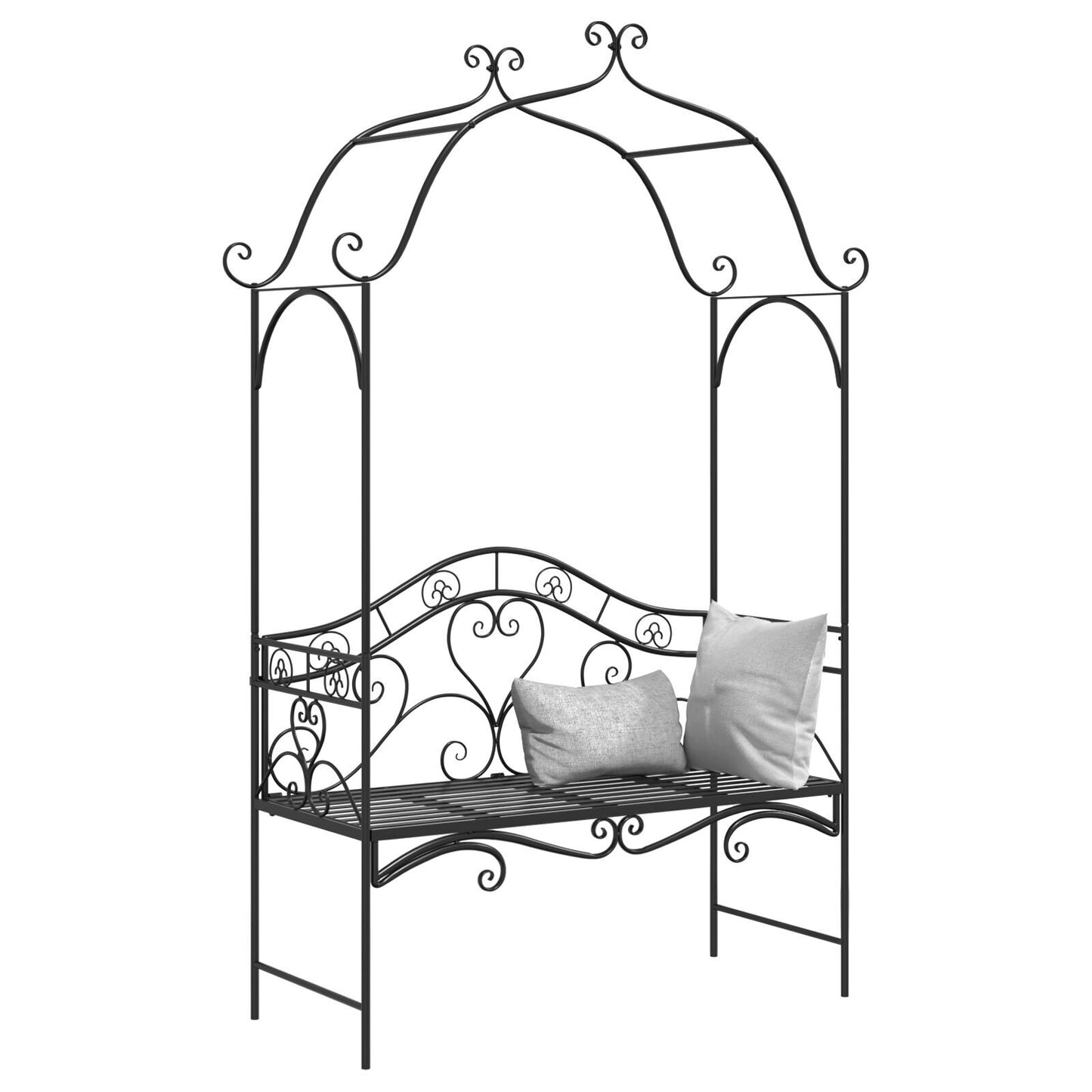 Black Outdoor Bench Black Metal Large Decorative Inlays