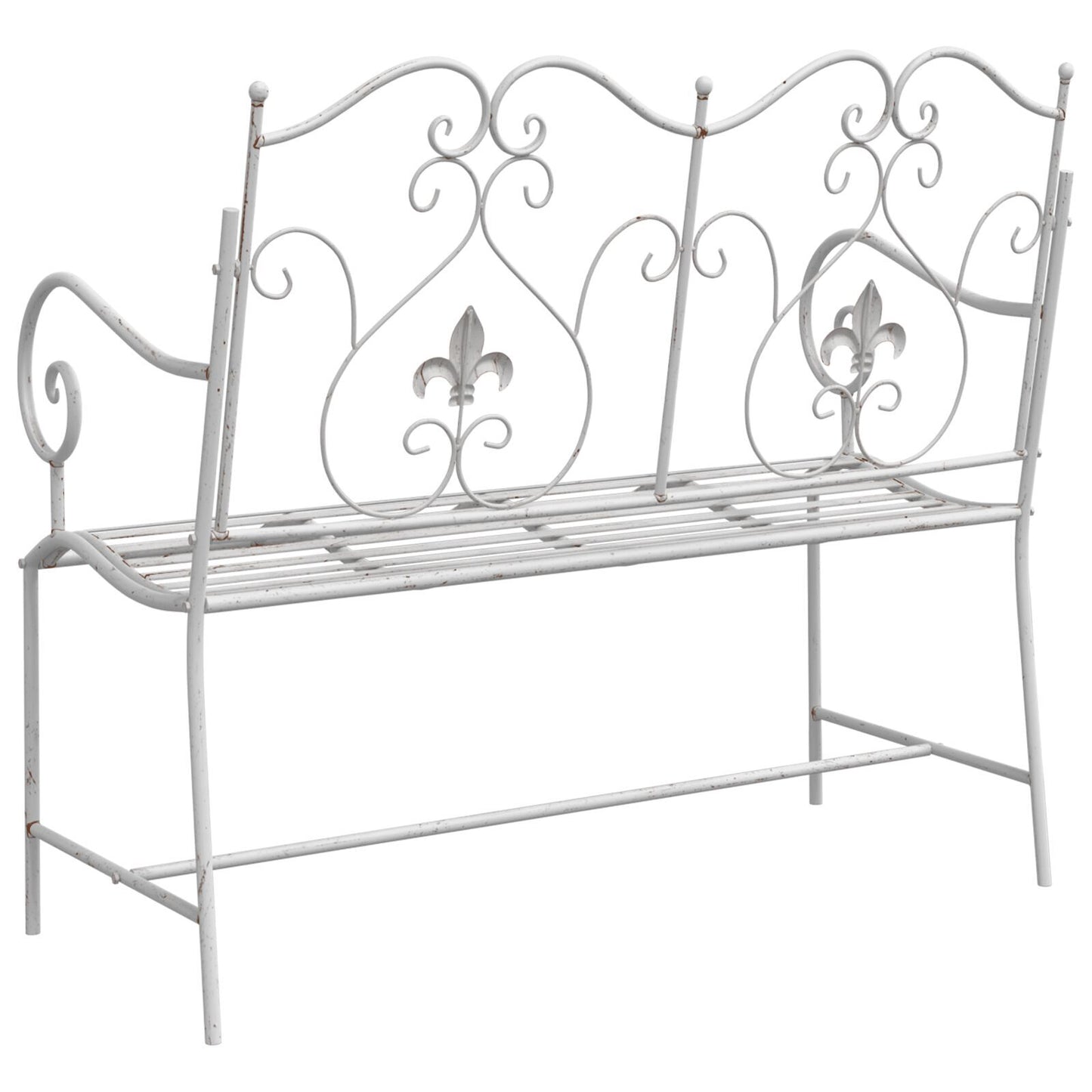 Bench White Metal 104 x 54 x 93 cm Durable Outdoor Bench