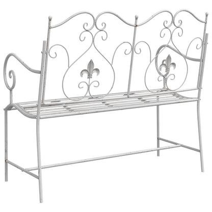 Bench White Metal 104 x 54 x 93 cm Durable Outdoor Bench