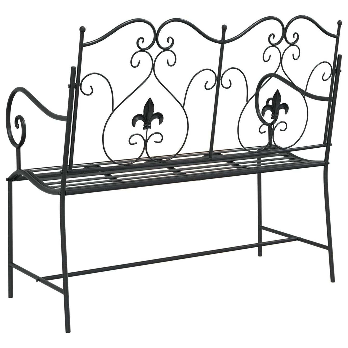 Outdoor Bench Black Metal Standard Tough Outdoor Bench