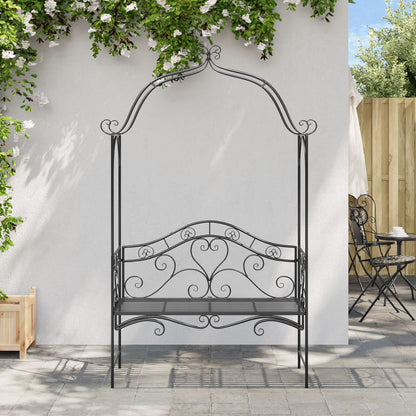 Black Outdoor Bench Black Metal Large Decorative Inlays