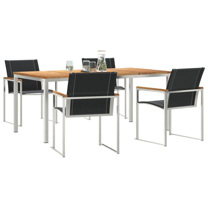 5 Piece Garden Dining Set Solid Wood Acacia, vidaXL Outdoor Dining Table 180x90x75 cm Solid Wood Acacia